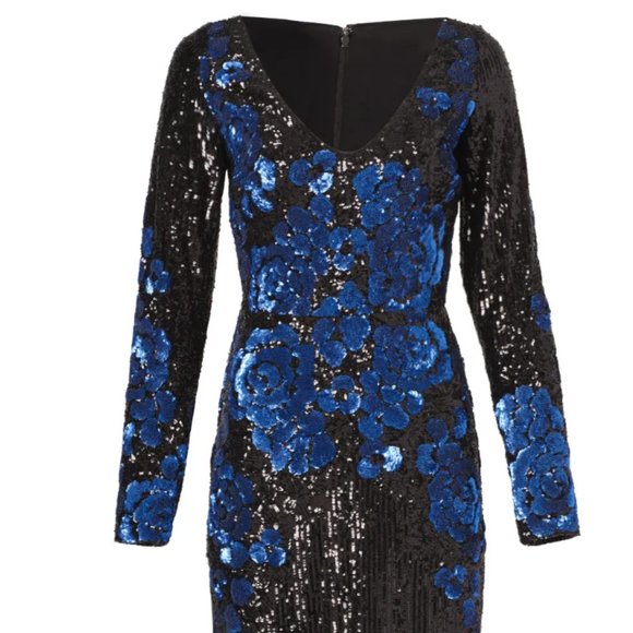 Badgley Mischka Blue Blooms Dress - Picture 1 of 8